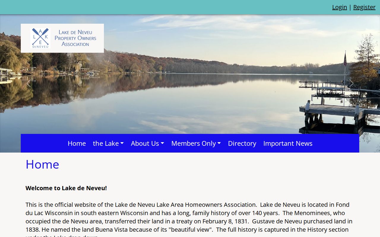 Fond du Lac neighbors community information from Lake de Neveu association