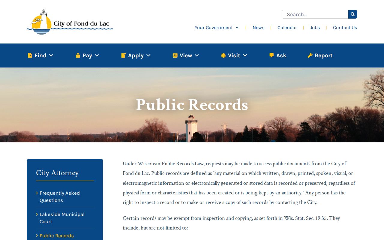 Public request route for the Fond du Lac residents directory