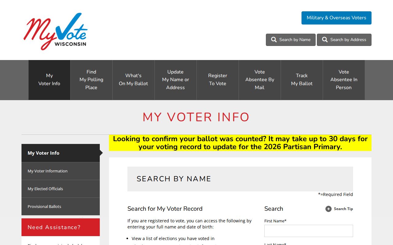 MyVote address mode used with the Fond du Lac ZIP code directory